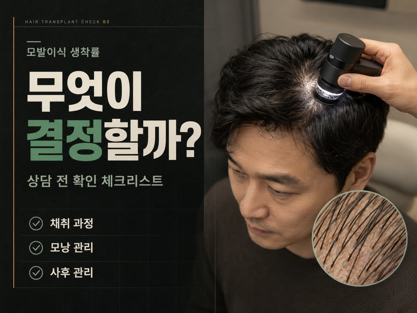 모발이식 생착률을 결정하는 요소와 상담 전 체크리스트